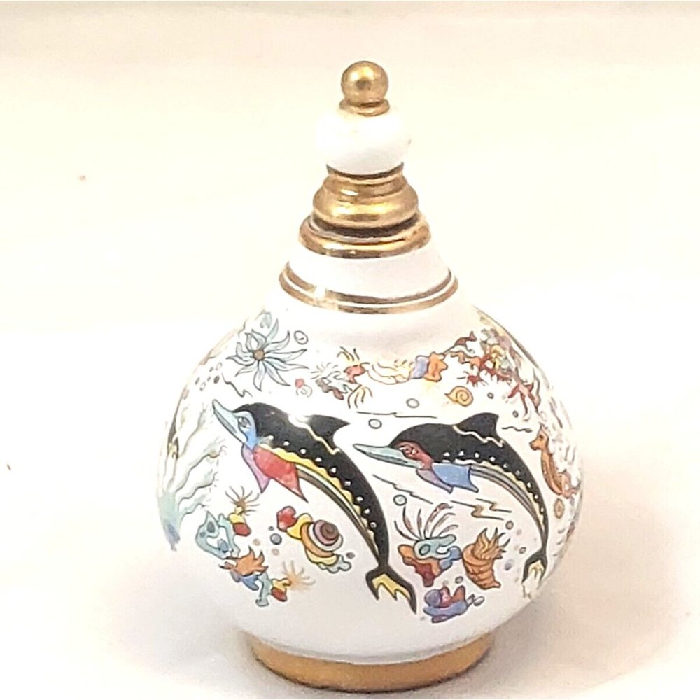 Vintage Greek Venus Series Perfume Bottle, Handmade Porcelain  Marine Life empty